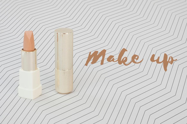 Flat Lay Of Nude Lipstick Mock-Up Psd
