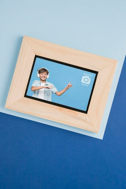 Flat Lay Of Picture Frame Psd