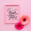 Flat Lay Of Pink Frame On Pink Background Psd