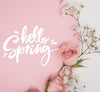 Flat Lay Of Pink Spring Roses With Other Flowers Psd