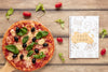 Flat Lay Of Pizza On Wooden Background Psd