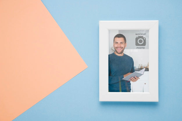 Flat Lay Of Plain White Frame Psd