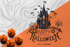 Flat Lay Of Pumpkins With Haunted House Psd