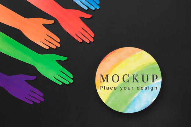 Flat Lay Of Rainbow Colored Hands For Diversity Psd
