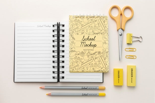 Flat Lay Of School Supplies Collection Mock-Up Psd