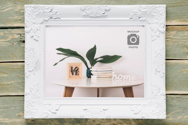 Flat Lay Of Simple Rectangular Frame Psd