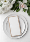 Flat Lay Of Spring Menu Mock-Up With Plates And Flowers Psd