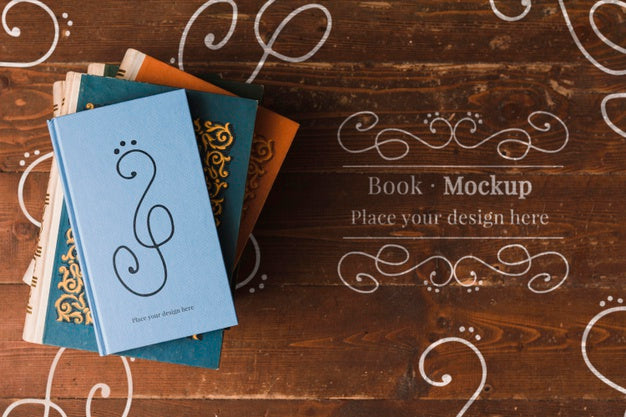 Flat Lay Of Stacked Books Psd