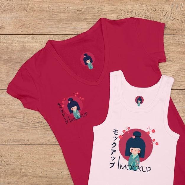 Flat Lay Of T-Shirt Concept Mock-Up Psd