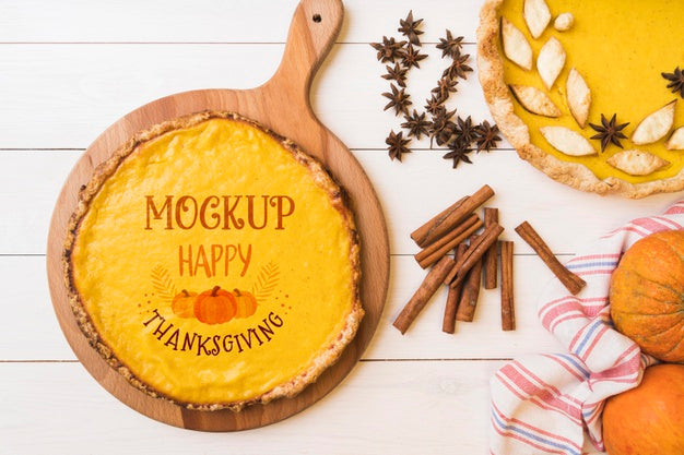 Flat Lay Of Thanksgiving Concepy Mock-Up Psd