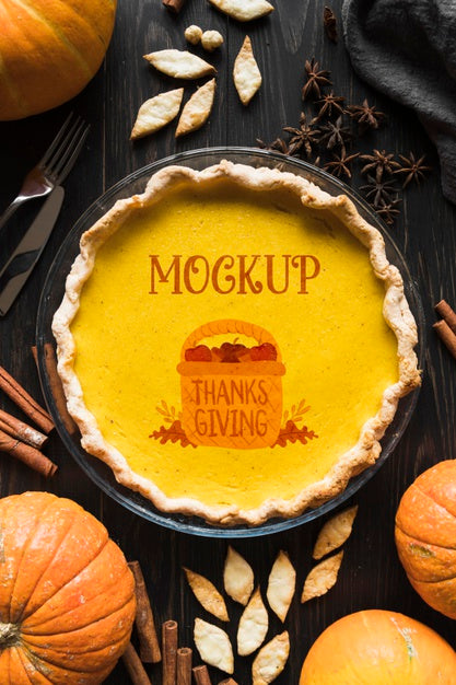 Flat Lay Of Thanksgiving Concepy Mock-Up Psd