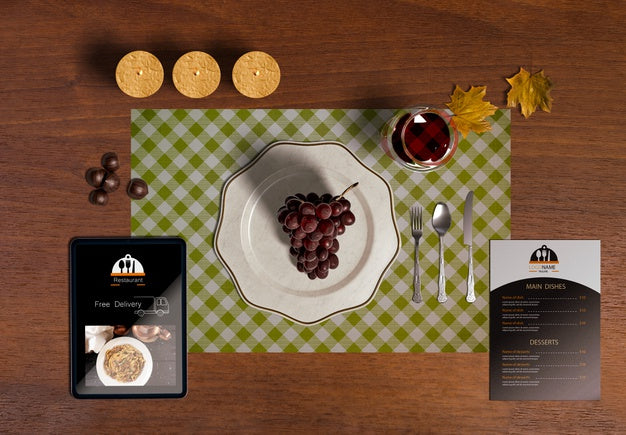 Flat Lay Of Thanksgiving Scene Creator Concept Psd