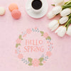 Flat Lay Of Tulips With Coffee Cup And Macarons Psd