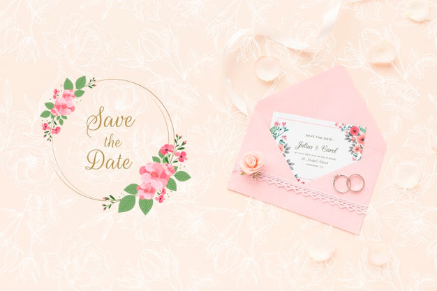 Flat Lay Of Wedding Concept Mock-Up Psd