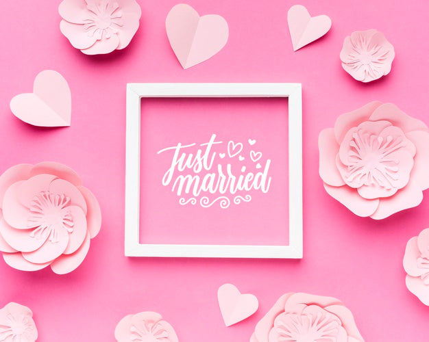 Flat Lay Of Wedding Concept Mock-Up Psd