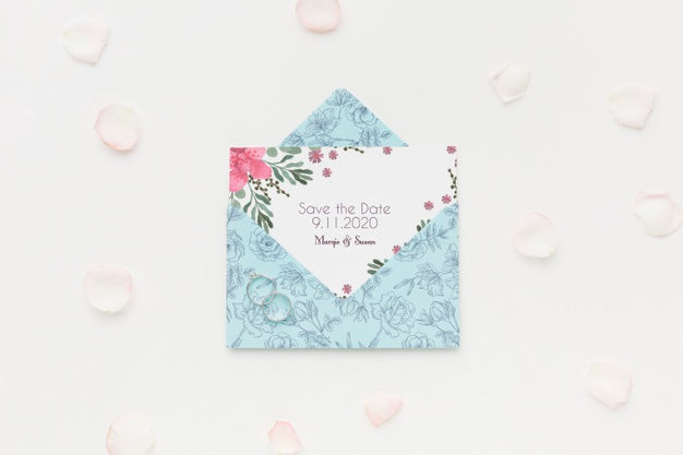 Flat Lay Of Wedding Concept Mock-Up Psd