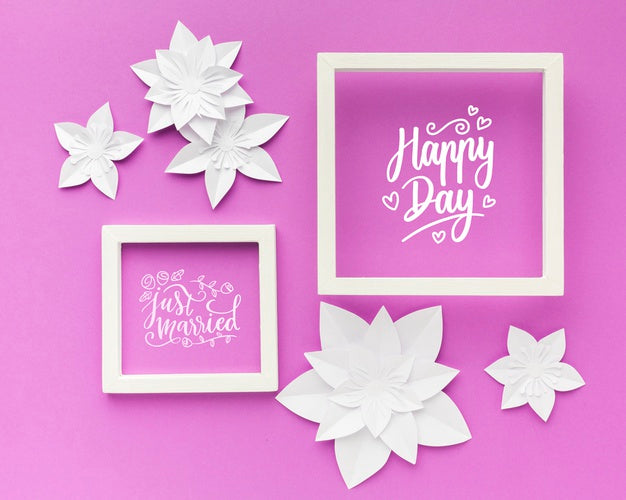 Flat Lay Of Wedding Concept Mock-Up Psd