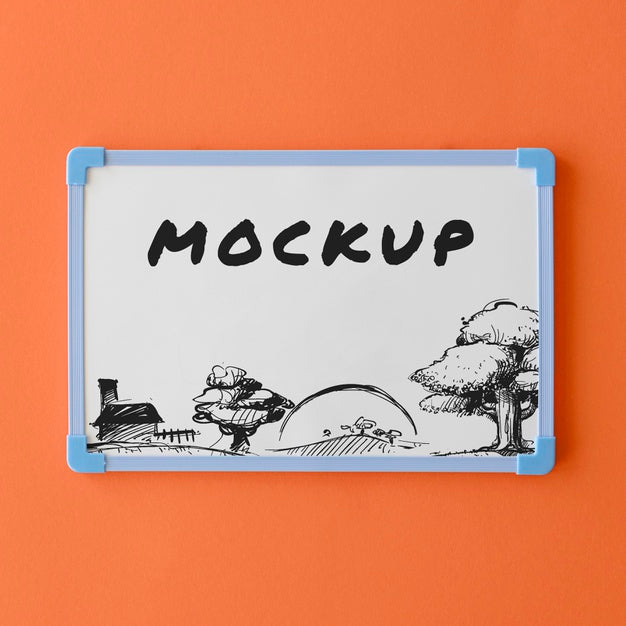 Flat Lay Of Whiteboard Psd