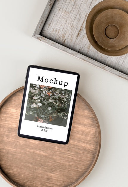 Flat Lay Of Wooden Trays With Bowls Psd