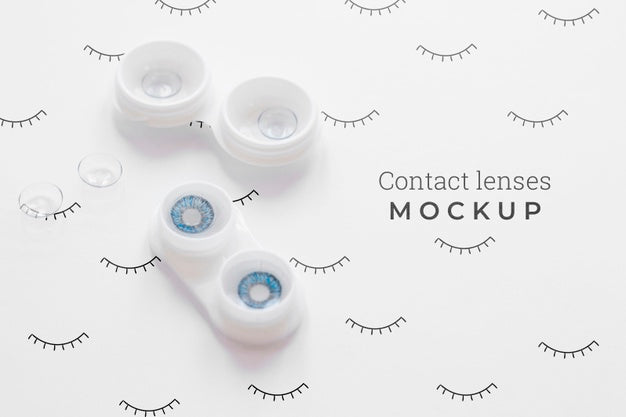 Flat Lay Optics Still Life Assortment On White Background Psd