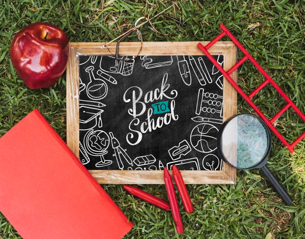 Flat Lay Organized Back To School Arrangement Psd