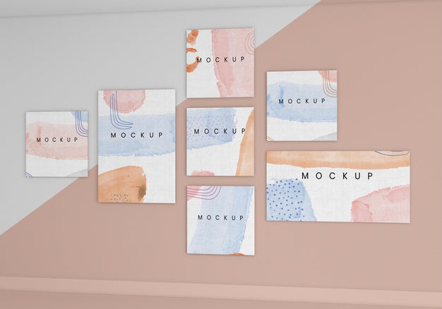 Flat Lay Painted Canvas Arrangement Psd