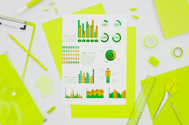 Flat Lay Paper Mock-Up With Different Graphs Psd