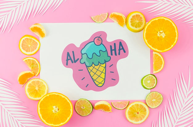 Flat Lay Paper Mockup For Summer Concepts Psd