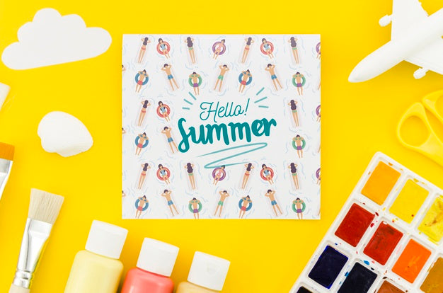 Flat Lay Paper Mockup For Summer Concepts Psd