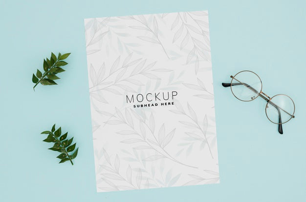 Flat Lay Paper On Blue Background Psd
