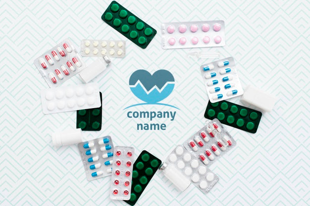 Flat Lay Pills Arrangement Mock-Up Psd