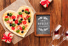 Flat Lay Pizza On Wooden Table Psd