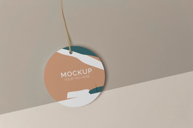 Flat Lay Product Tag Mock-Up Arrangement Psd