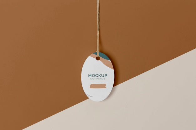 Flat Lay Product Tag Mock-Up Arrangement Psd