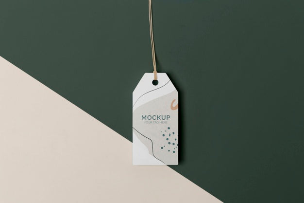 Flat Lay Product Tag Mock-Up Arrangement Psd