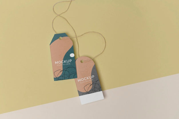 Flat Lay Product Tag Mock-Up Assortment Psd