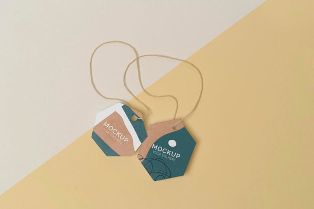 Flat Lay Product Tag Mock-Up Assortment Psd