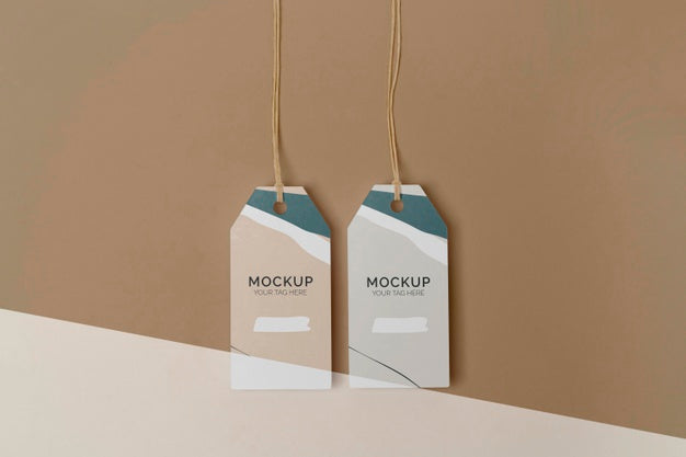 Flat Lay Product Tag Mock-Up Assortment Psd