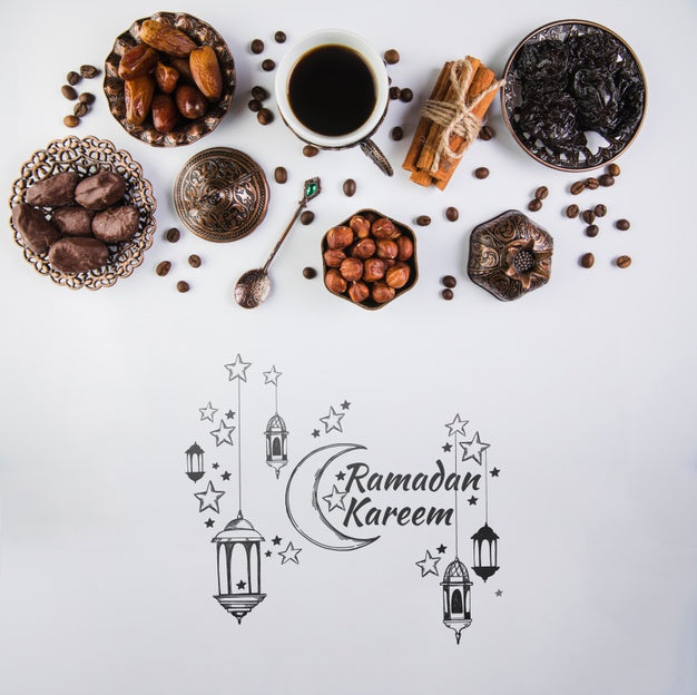 Flat Lay Ramadan Composition With Copyspace Psd