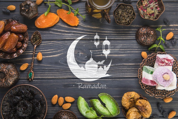 Flat Lay Ramadan Composition With Copyspace Psd