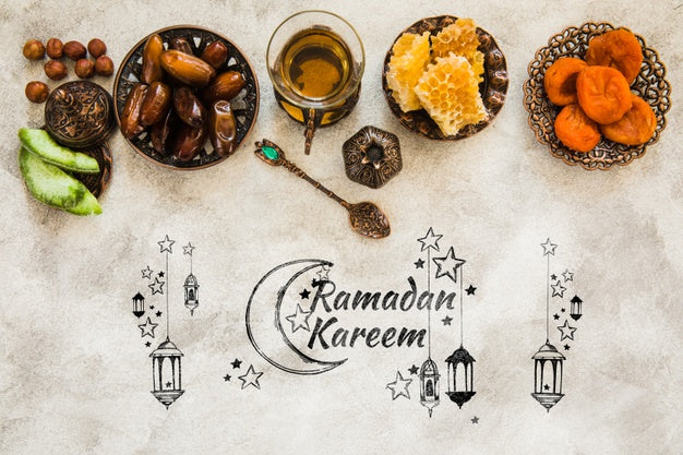 Flat Lay Ramadan Composition With Copyspace Psd