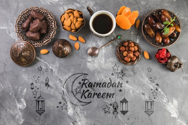Flat Lay Ramadan Composition With Copyspace Psd
