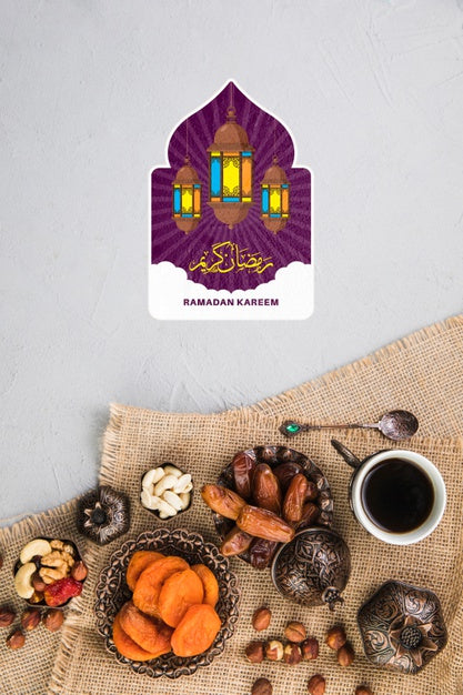 Flat Lay Ramadan Composition With Copyspace Psd