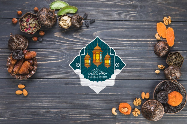 Flat Lay Ramadan Composition With Copyspace Psd