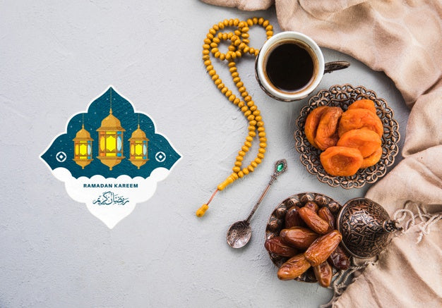 Flat Lay Ramadan Composition With Copyspace Psd