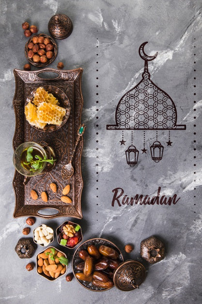 Flat Lay Ramadan Composition With Copyspace Psd