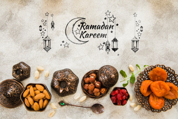 Flat Lay Ramadan Composition With Copyspace Psd