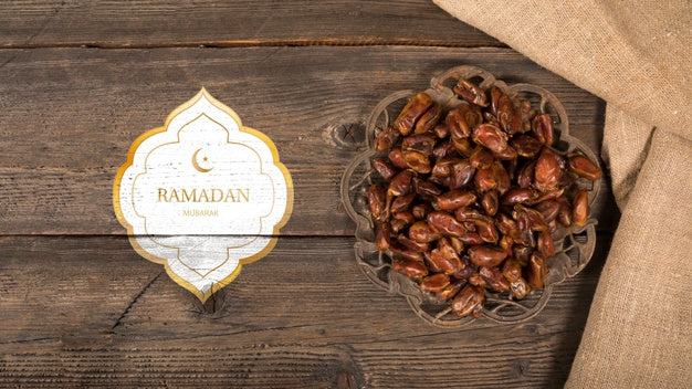 Flat Lay Ramadan Composition With Copyspace Psd