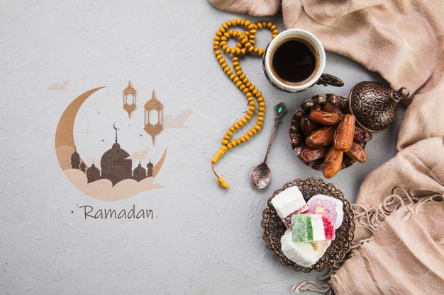 Flat Lay Ramadan Composition With Copyspace Psd