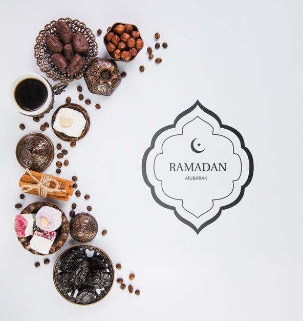 Flat Lay Ramadan Composition With Copyspace Psd
